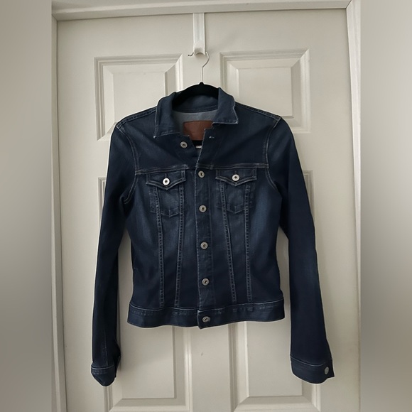 AG Adriano Goldschmied Robyn Blue Jean Jacket w/contrast stitching lightweight M - Picture 1 of 8